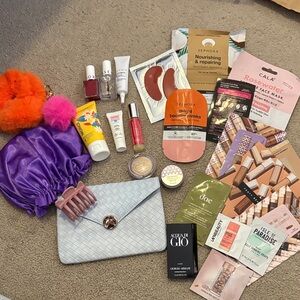 Assorted Beauty and Skincare Set with Purple Pouch